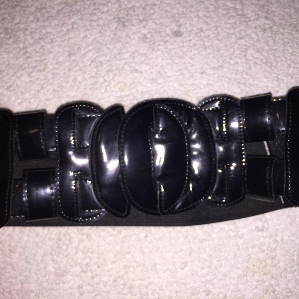 Black Patent Leather Stretch Belt